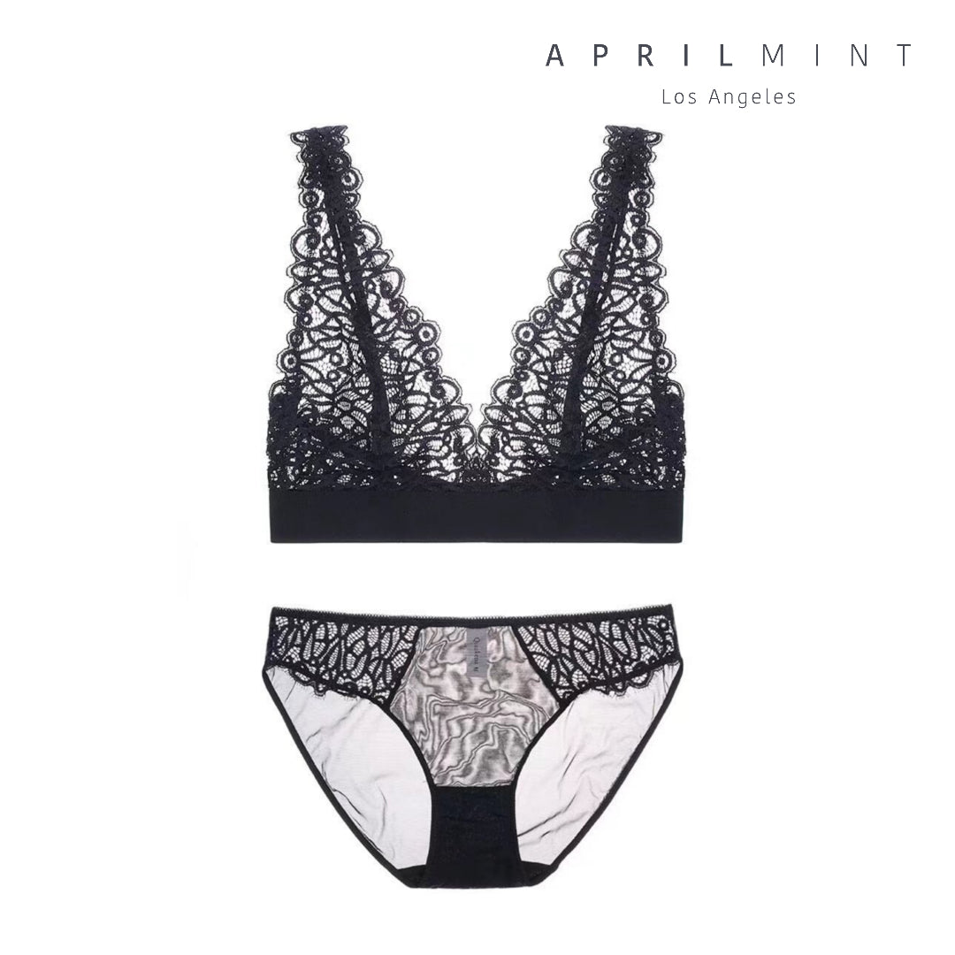 Kendal Bralette 法式花卉蕾絲網紗拼接內衣內衣